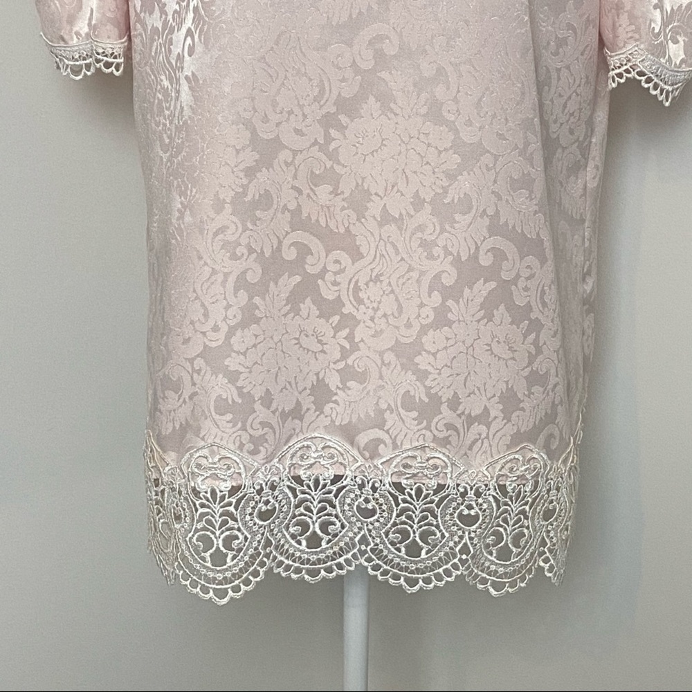 Scott McClintock Vintage Top Plus Size Victorian Puff Sleeve Pink Lace Top - Picture 7 of 14